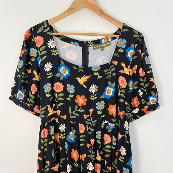 Princess Highway 16 Modcloth Midi Dress Visited By Hummingbirds - Picture 5 of 16